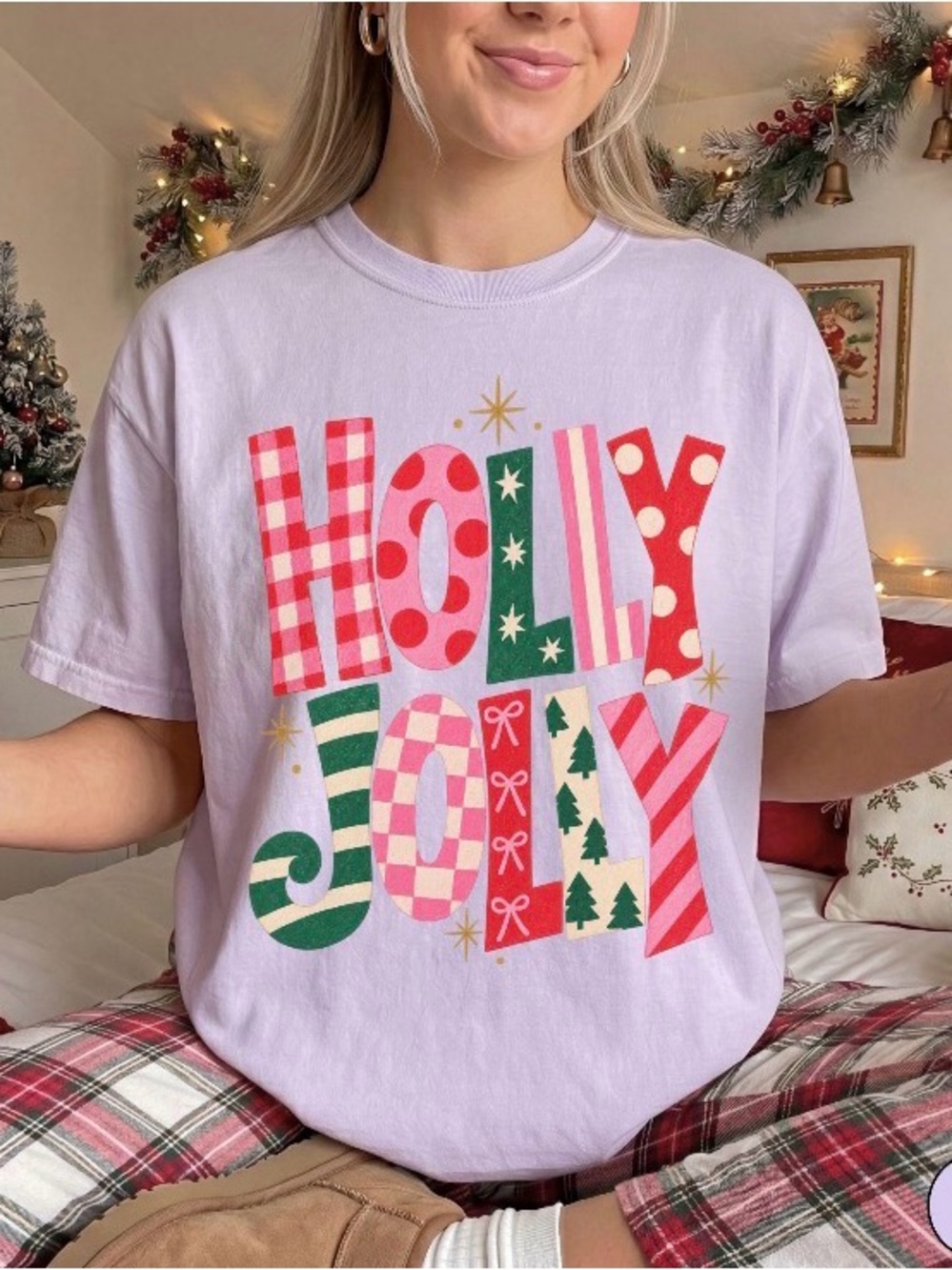 Holly Jolly Christmas Shirt, Preppy Christmas T-Shirt, Retro Coquette Christmas